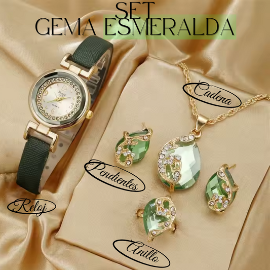 CONJUNTO X4  PIEZAS GEMA ESMERALDA