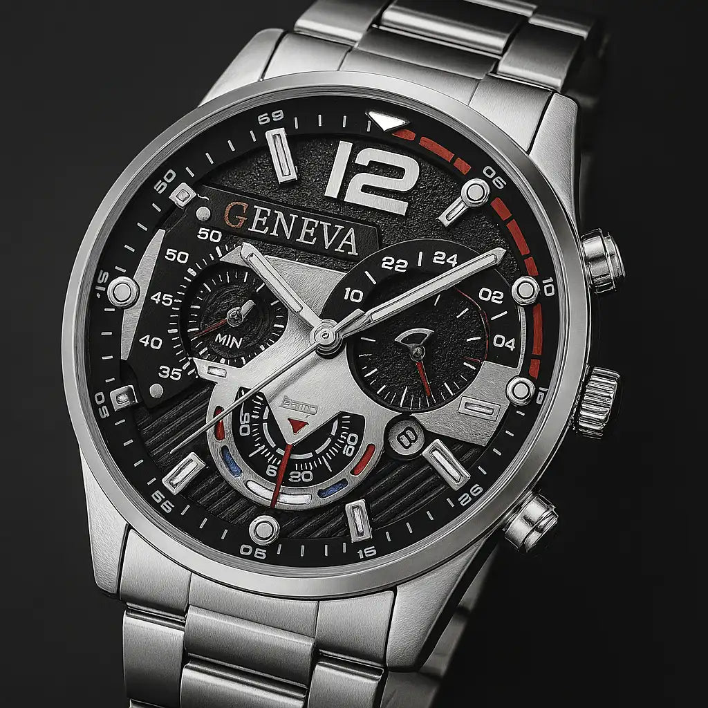 Reloj Geneva IMPERIUS + Cadena + Pulsera + Anillo