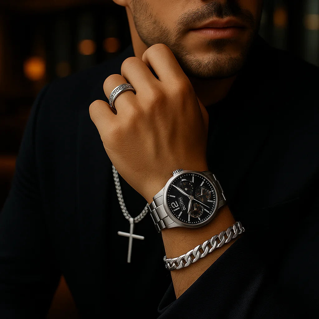 Reloj Geneva IMPERIUS + Cadena + Pulsera + Anillo