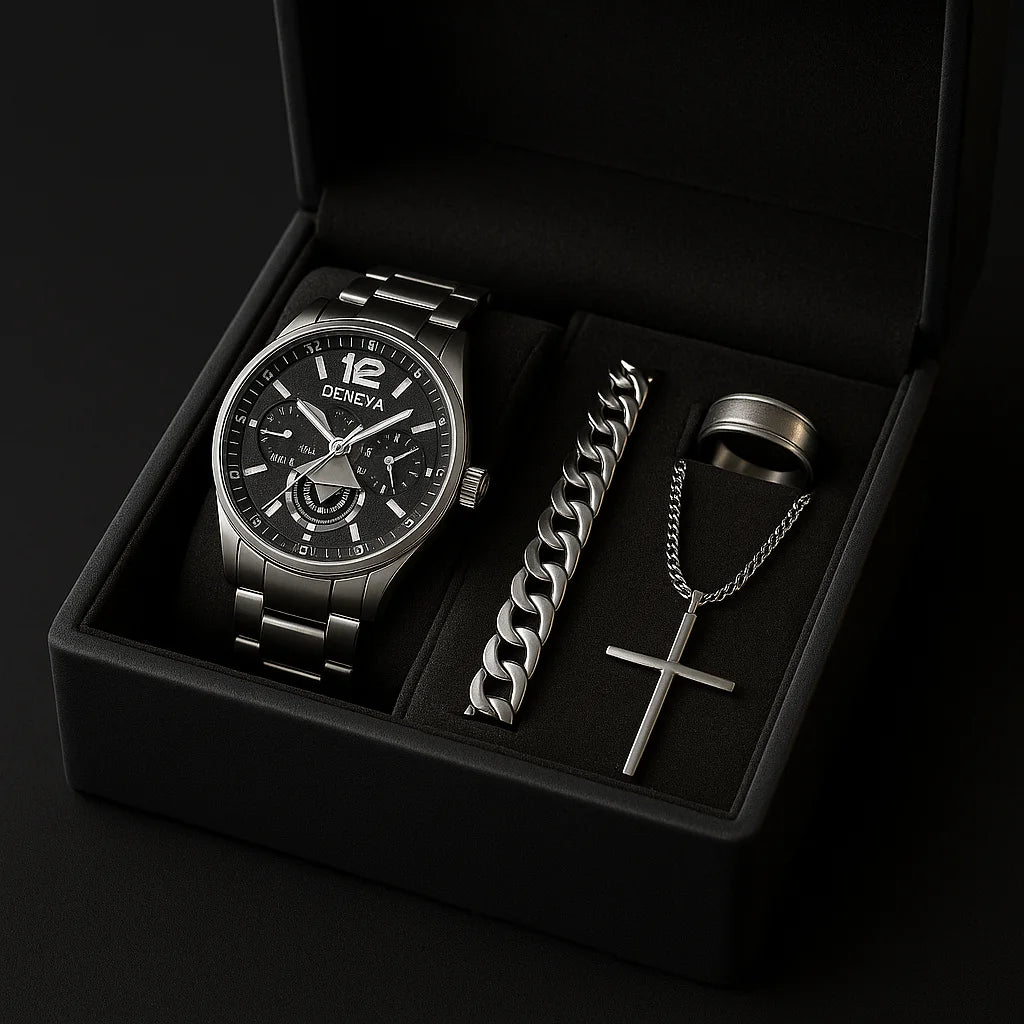 Reloj Geneva IMPERIUS + Cadena + Pulsera + Anillo