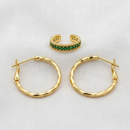 Aretes Aurora Elite - argollas y ear cuff en oro laminado 18K